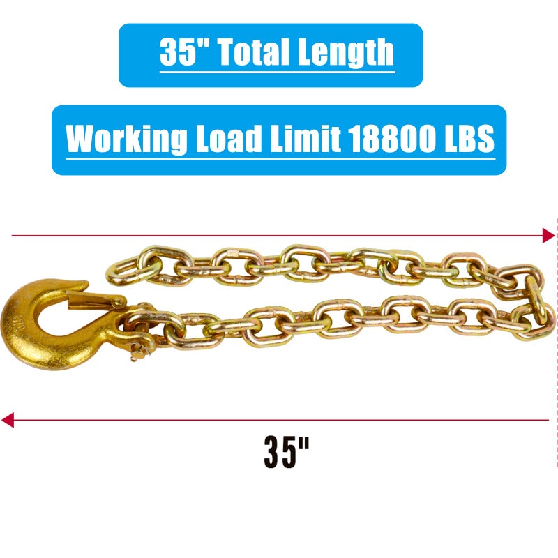 Tnyeobae 35"" Trailer Safety Chain with 5/16"" Clevis Snap Hook Grade-70 Heavy Duty Binder Chain(Pack of 2) - Image 4